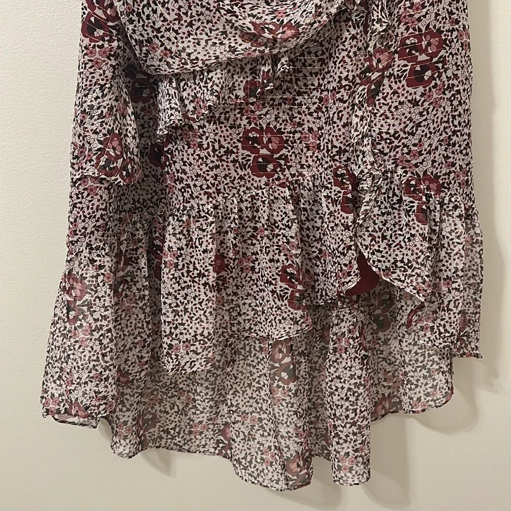 Shoshanna Womens Elnora Short Sleeve Midi Dress Boysenberry Floral Sz 12 Elegant - Picture 9 of 16